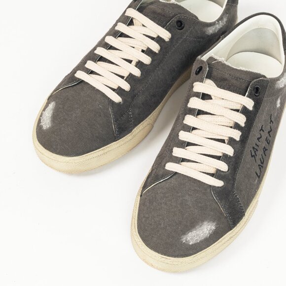 Saint Laurent Court Classic SL/06 "Black" Distressed Signature Low-Top Sneakers - Picture 6 of 12